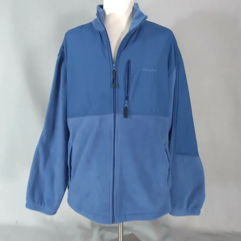 Chaps Ralph Lauren‎ Fleece Jacket Mens 2XL Blue Full Zip Outdoor